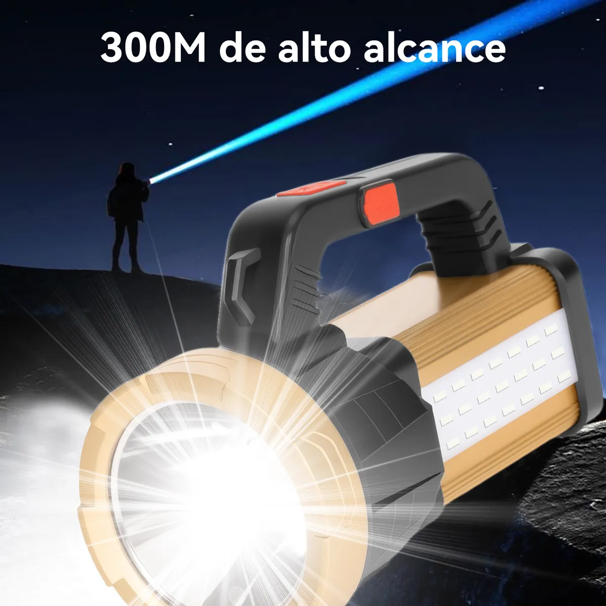 ROHE - Linterna Foco Largo Alcance Recargable Usb con Trípode