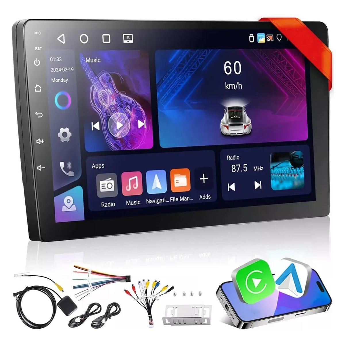 KUANGYE - Radio Con Carplay Android Auto Qled 4gb 64gb Inalámbrico