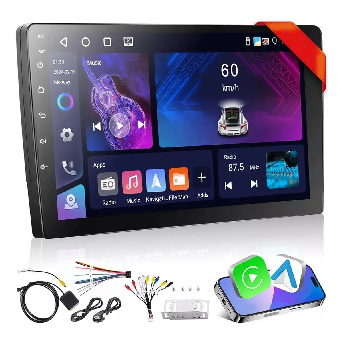 KUANGYE - Radio Con Carplay Android Auto Qled 4gb 64gb Inalámbrico