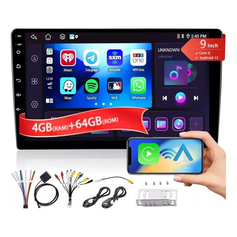 KUANGYE - Radio Auto Android Qled De 9 Con 4gb Ram 64gb Rom Carplay