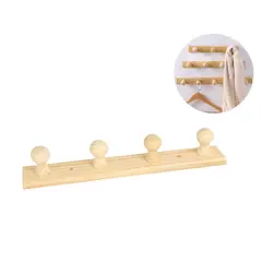 NEWTREE - Colgador Perchero De Madera Para Pared 4 Ganchos Cabeza