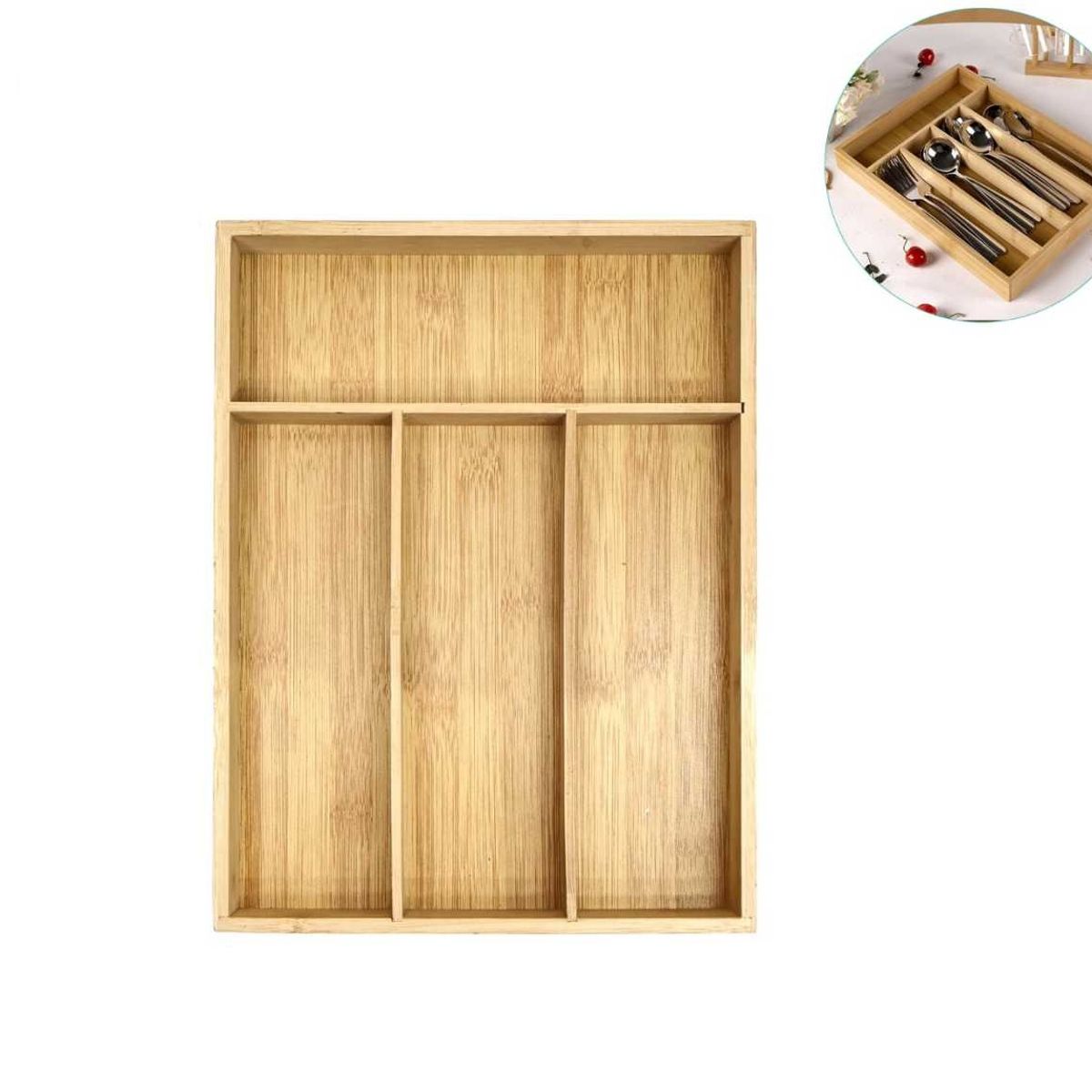 NEWTREE - Organizador Cubiertos Bambu 3 Divisiones Porta Cubierto