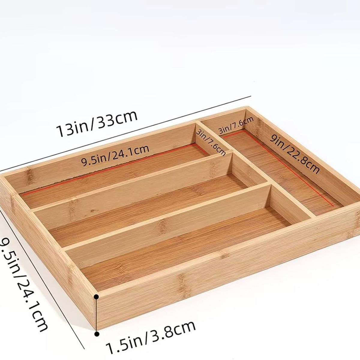 NEWTREE - Organizador Cubiertos Bambu 3 Divisiones Porta Cubierto