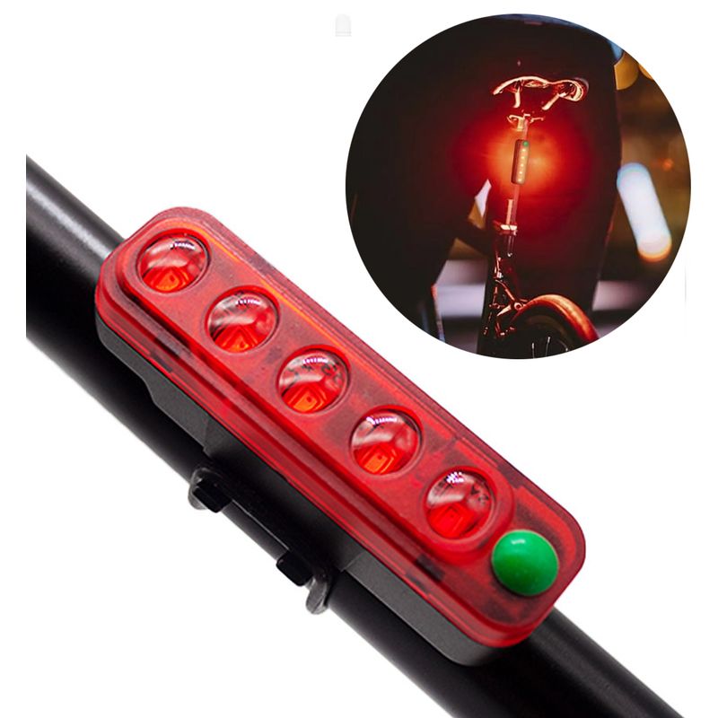 GENERICO - Faro trasero LED rojo para bicicleta con botón verde