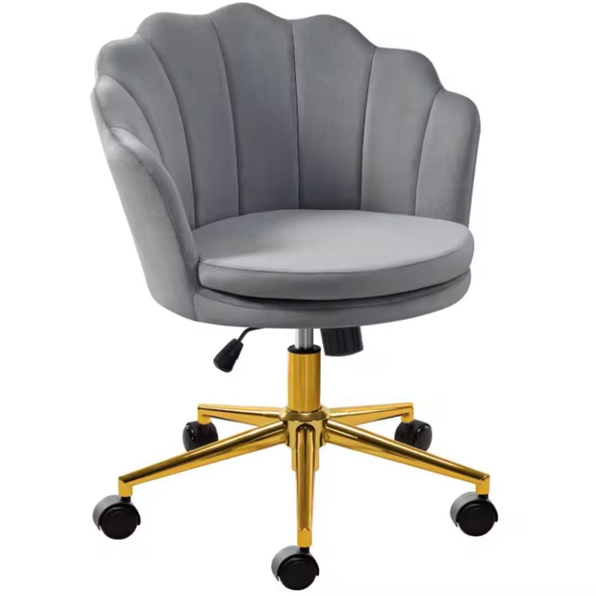 HABITA2 CHILE - Silla Escritorio Ostra Felpa Gris Pedestal Dorado