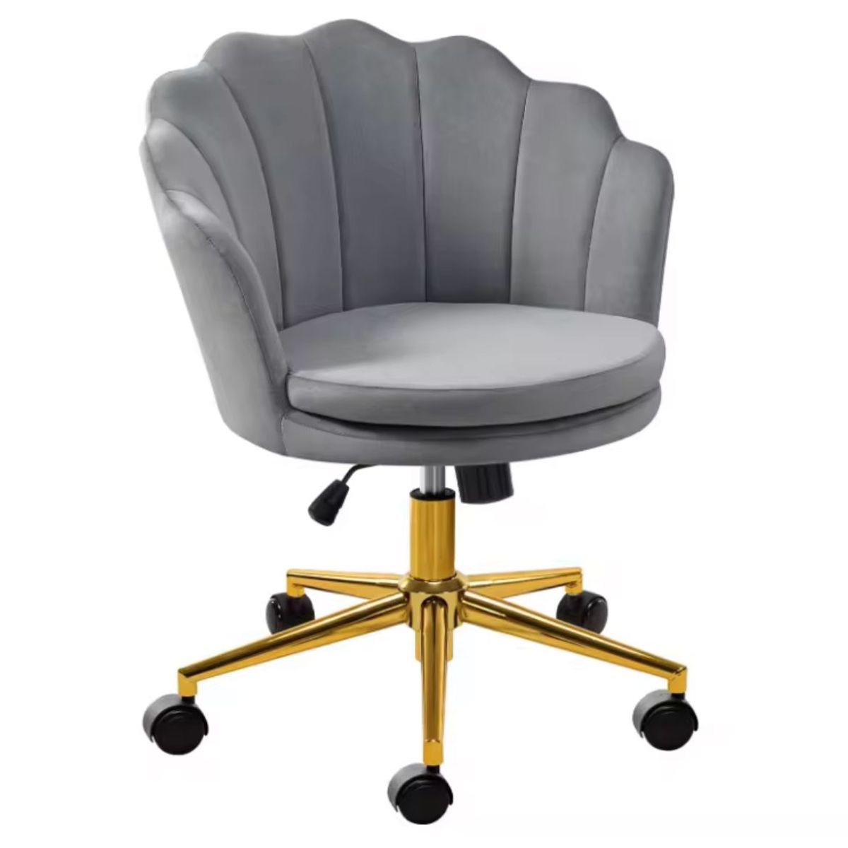 HABITA2 CHILE - Silla Escritorio Ostra Felpa Gris Pedestal Dorado