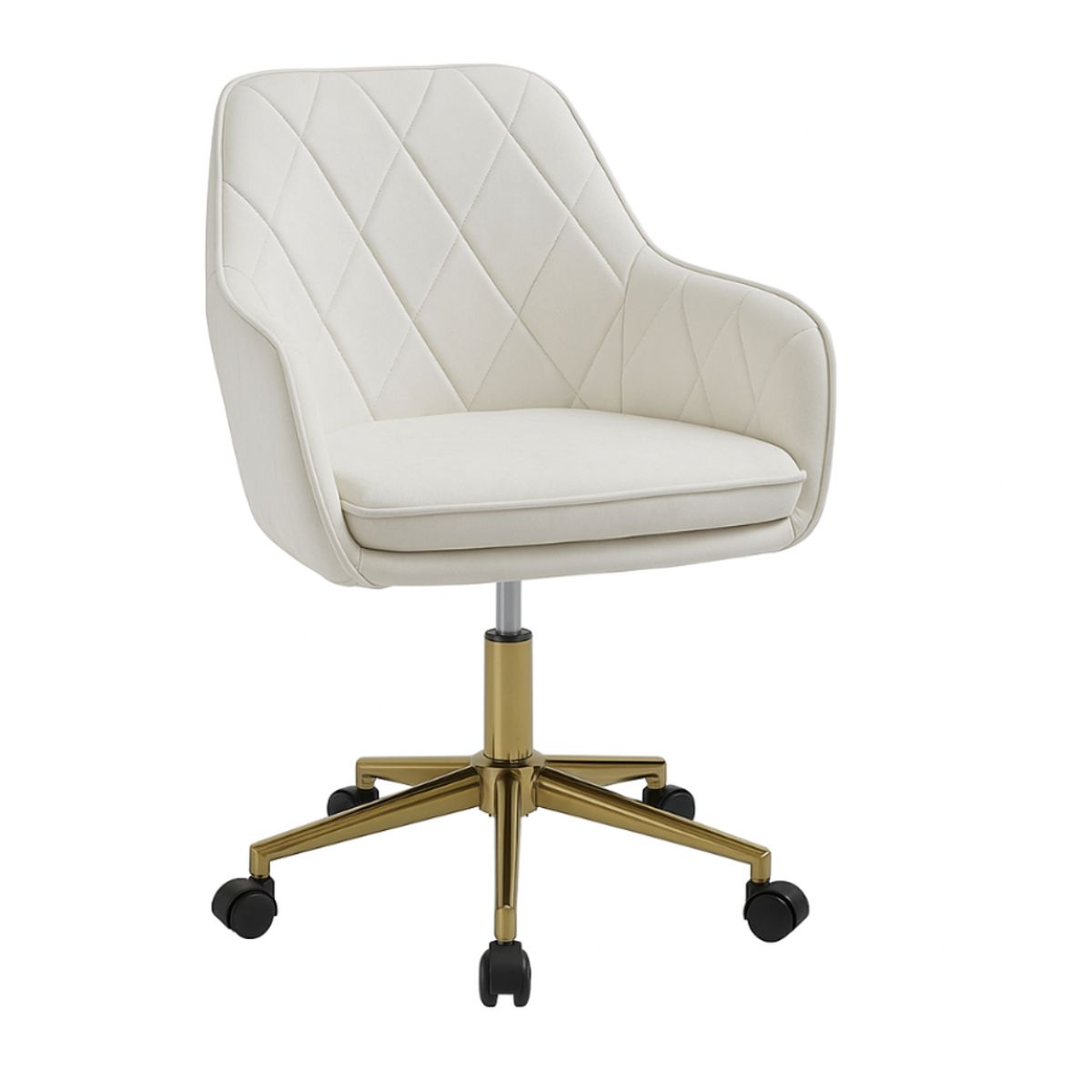 HABITA2 CHILE - Silla Escritorio Lux Felpa Beige Pedestal Dorado