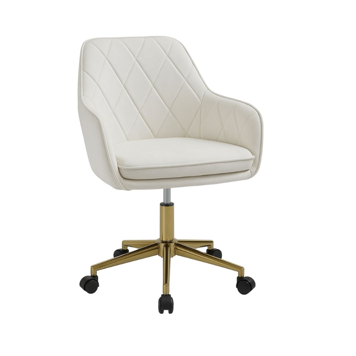 HABITA2 CHILE - Silla Escritorio Lux Felpa Beige Pedestal Dorado