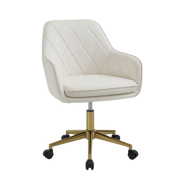 GENERICO - Silla Escritorio Lux Felpa Beige Pedestal Dorado