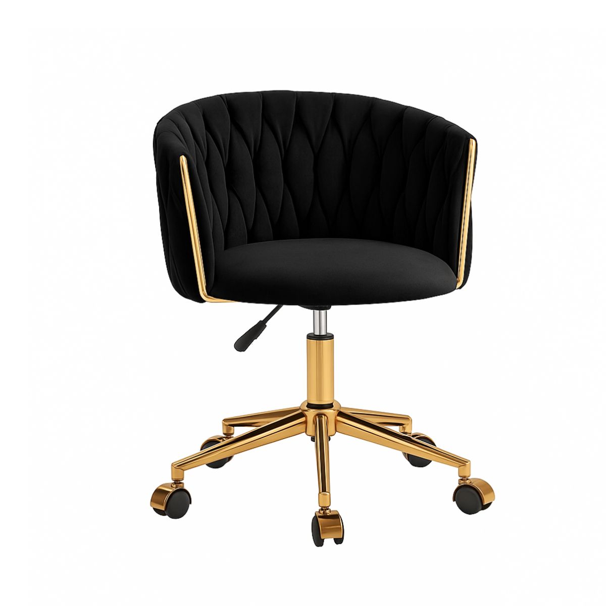 HABITA2 CHILE - Silla Escritorio Queen Felpa Negro Pedestal Dorado