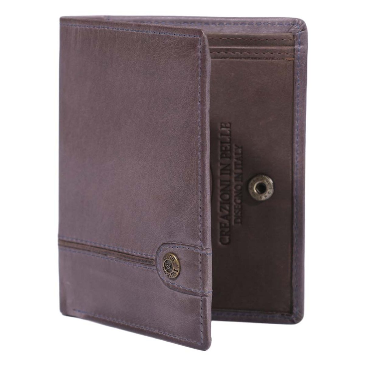 GINO RODINIS - Billetera de cuero Hombre Texas 1161 GrisMarrón
