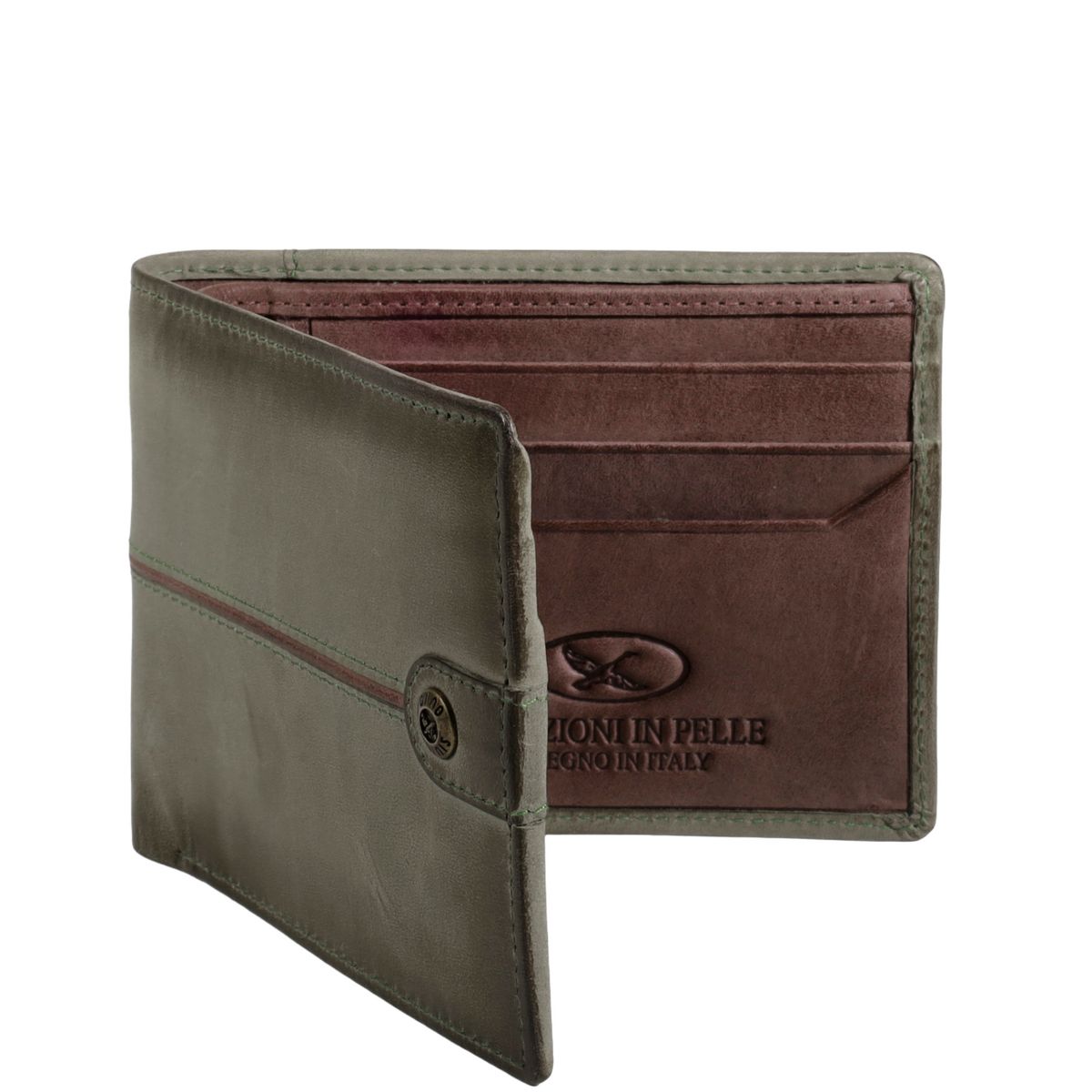 GINO RODINIS - Billetera  de cuero HombreTexas 1164 VerdeMarrón