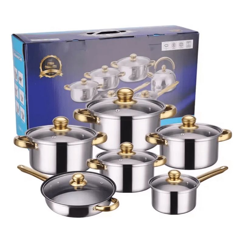 GENERICO - Juego Ollas Inoxidable Cocina 12 Pcs Antiadherente