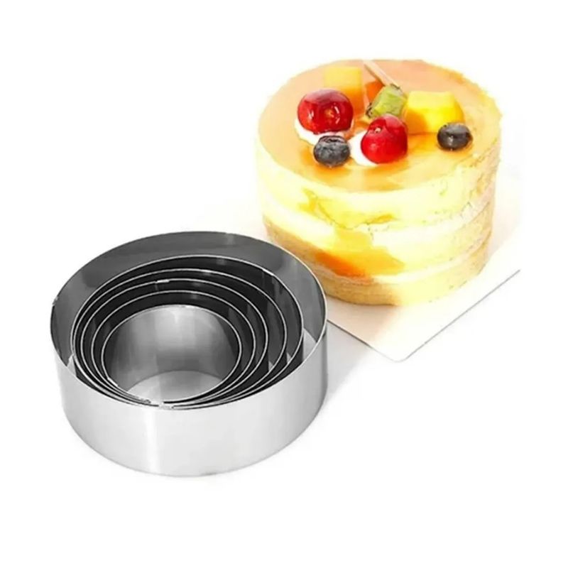GENERICO - Cortador Circular De Acero 5 Piezas Redondo Galletas Fondant Plateado
