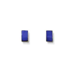 ANDREA COGGIOLA JOYAS - Aros Mini Rectángulo Lapislázuli Plata Fina 925