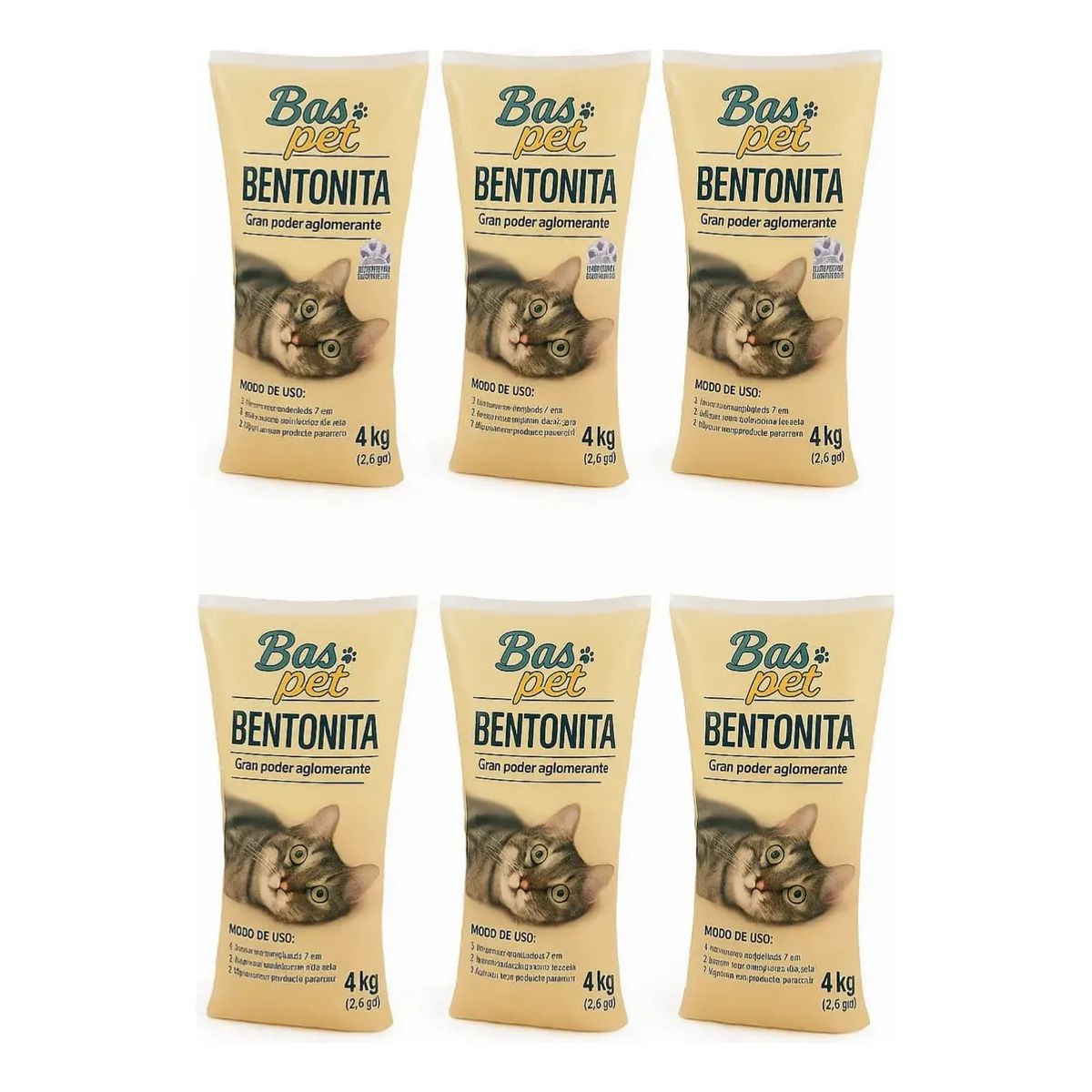 GENERICO - Arena Sanitaria Para Gatos Aglutinante 6 Unidades 24 Kilos