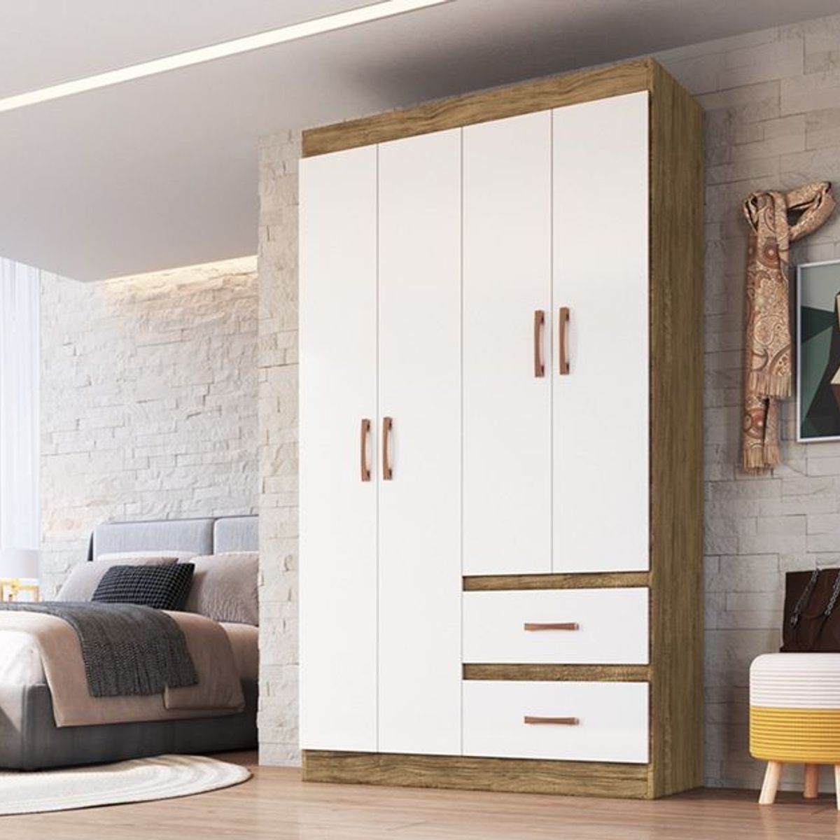 ALMORE - Closet Berlin 4 Ptas 2 Caj Nogueira/Off White