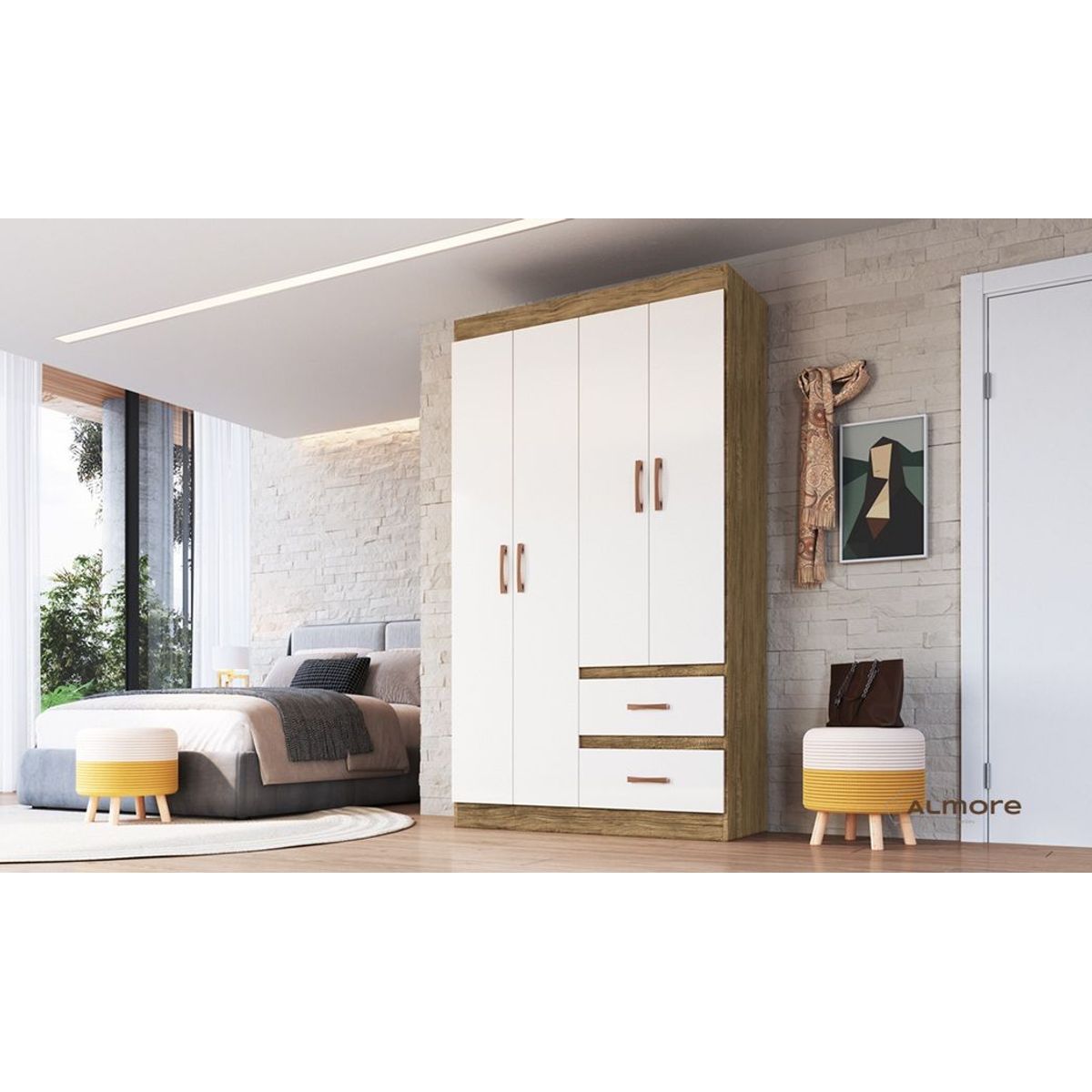 ALMORE - Closet Berlin 4 Ptas 2 Caj Nogueira/Off White