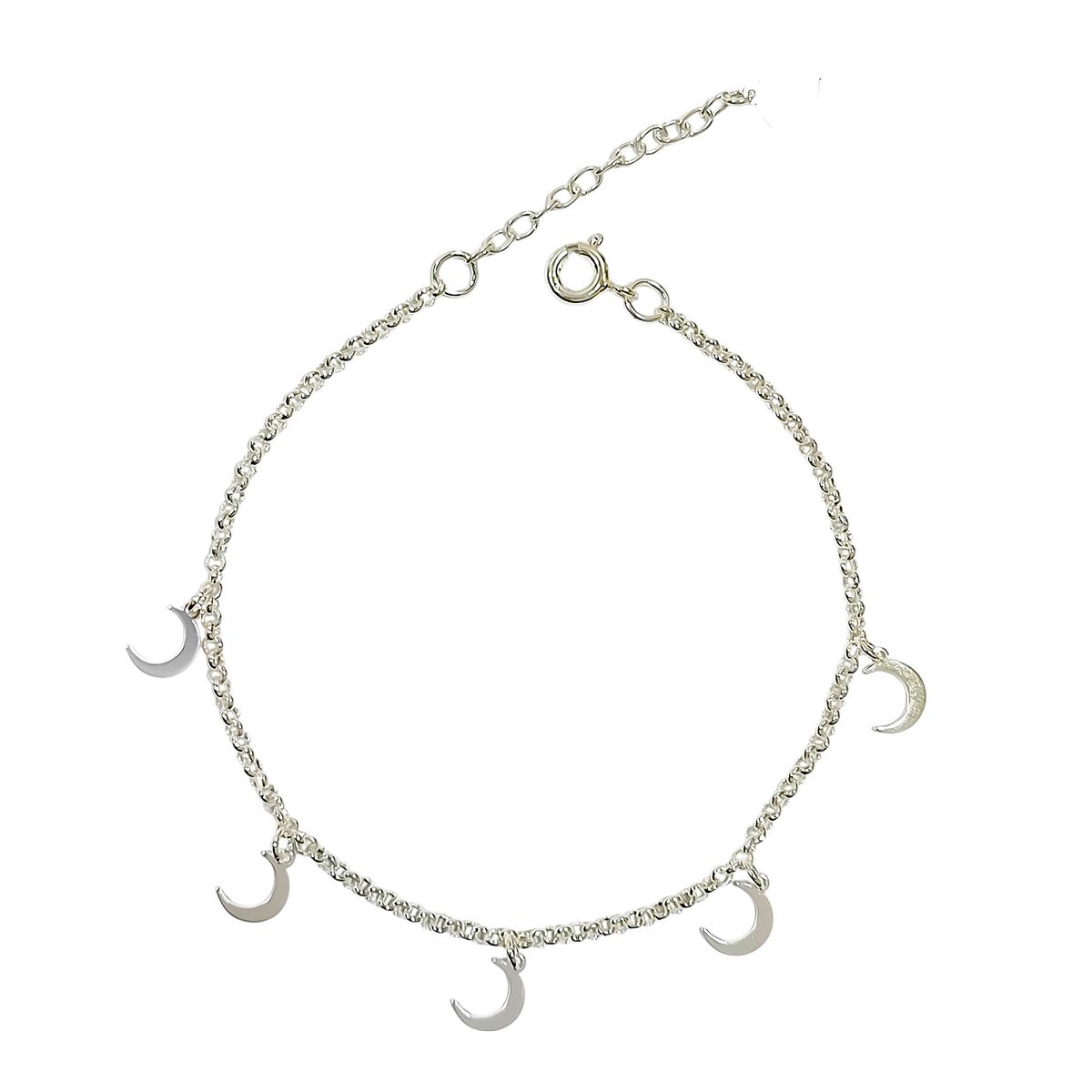 COGGIOLA - Pulsera 5 Lunas Cadena Rolo Plata Fina 925