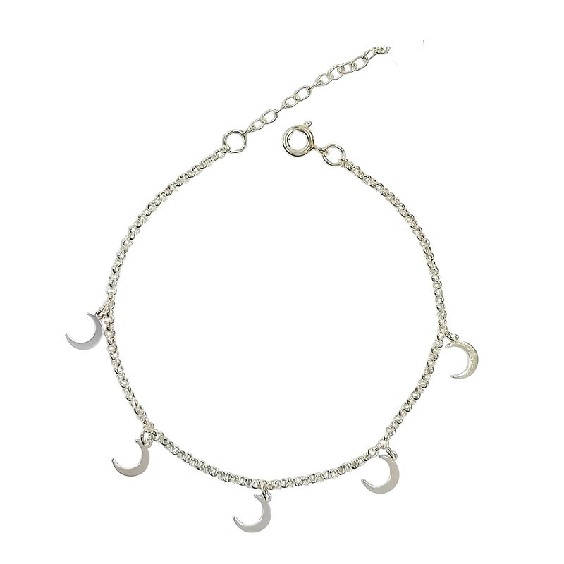 ANDREA COGGIOLA JOYAS - Pulsera 5 Lunas Cadena Rolo Plata Fina 925