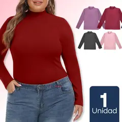 UTILISIMO - Camiseta Cuello Beatle Polar Manga Larga Mujer Polera Colores Surtidos