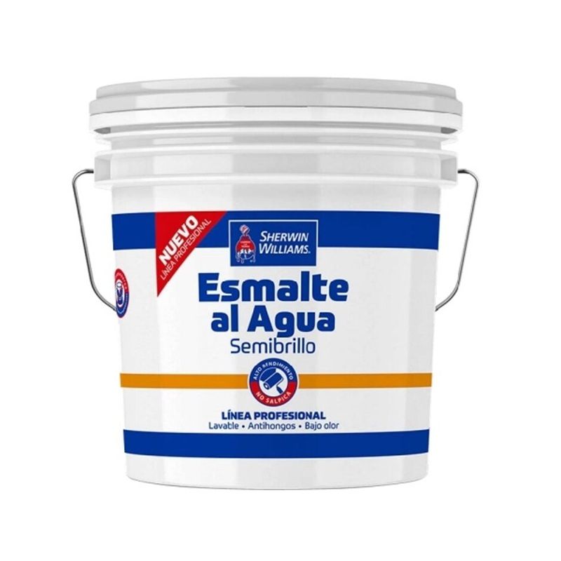 SHERWIN WILLIAMS - Esmalte al Agua Profesional Semibrillo Blanco Tineta 4gl