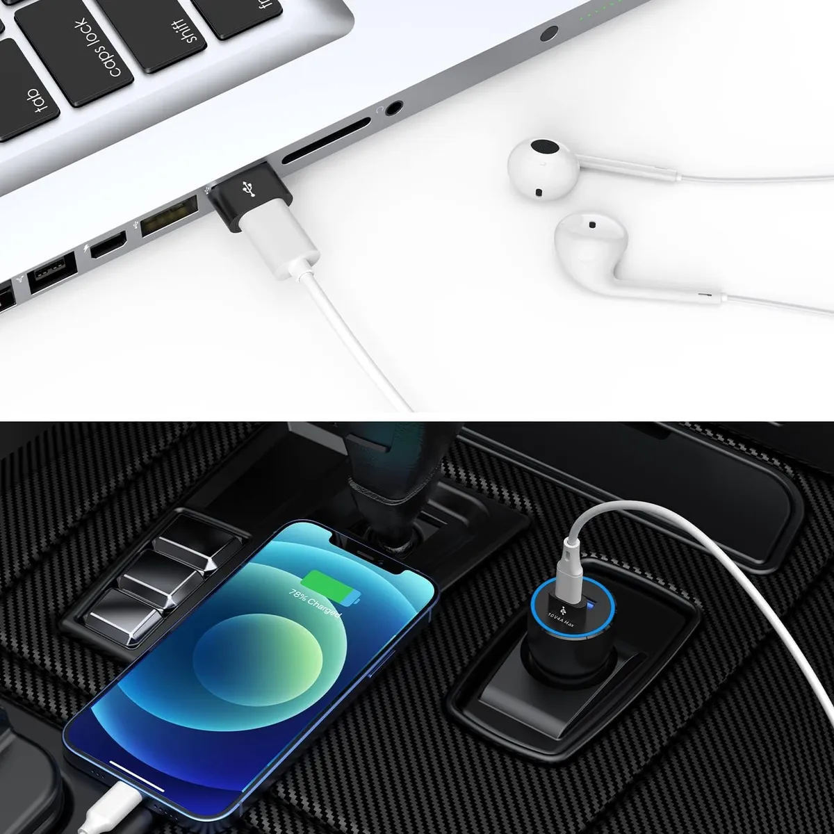 GENERICO - Adaptador Tipo C Hembra USB Macho Color Gris