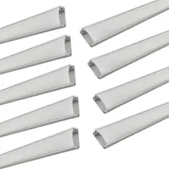 GENERICO - 9 Perfiles de 1 metro Rectangular Plano para Cinta Led (1205)