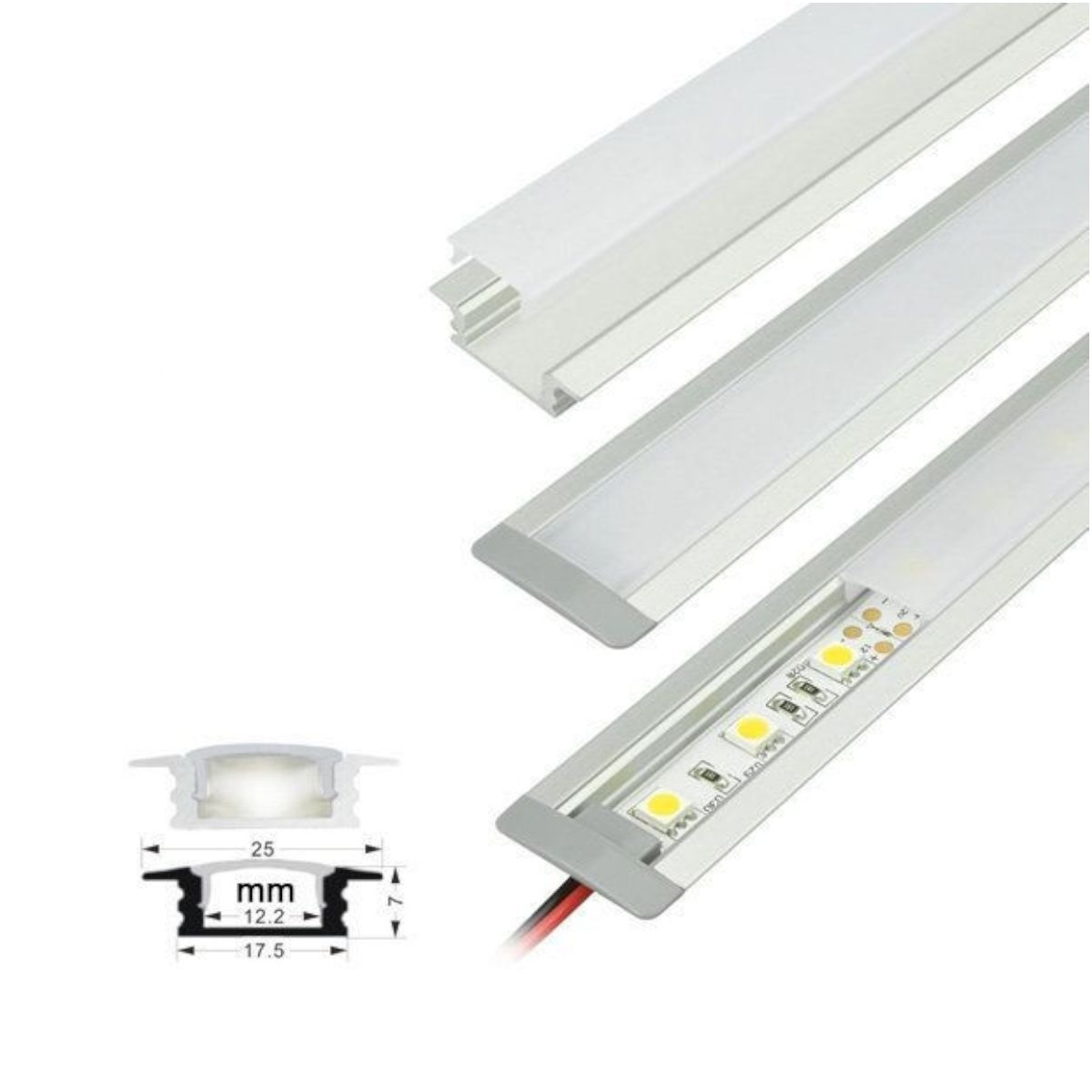 9 Perfiles de 1 metro Plano Embutido para Cinta Led (1204), marca GENERICO - Foto 2