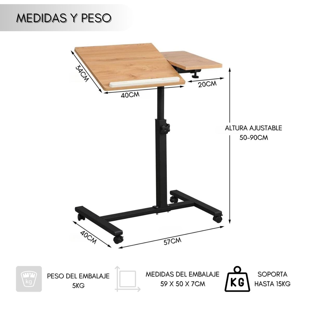 GENERICO - Muebles Mesas Plegables Escritorio Madera Oficina Con Rueda