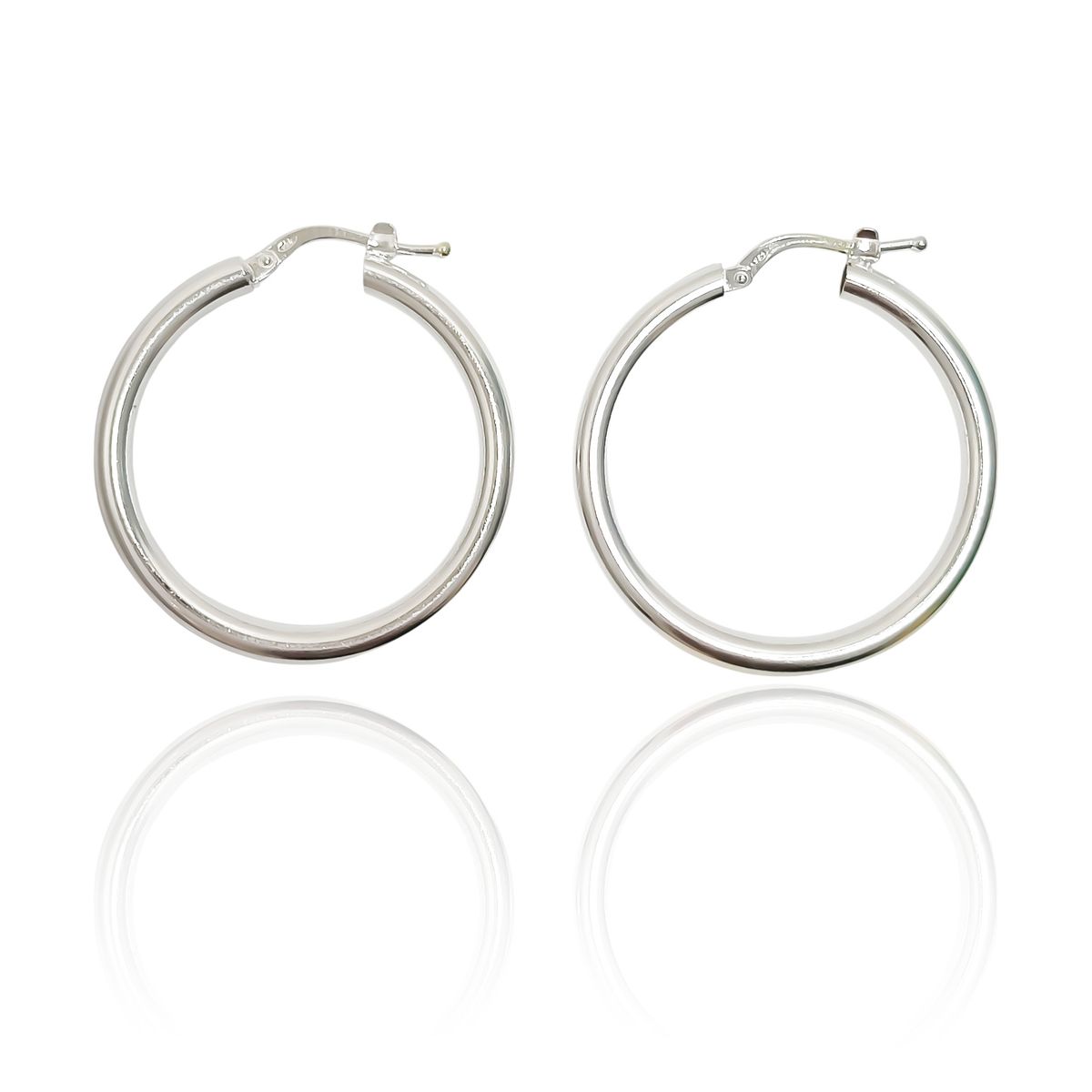 COGGIOLA - Aros Argollas Tubo Redondo 30mm Plata Fina 925