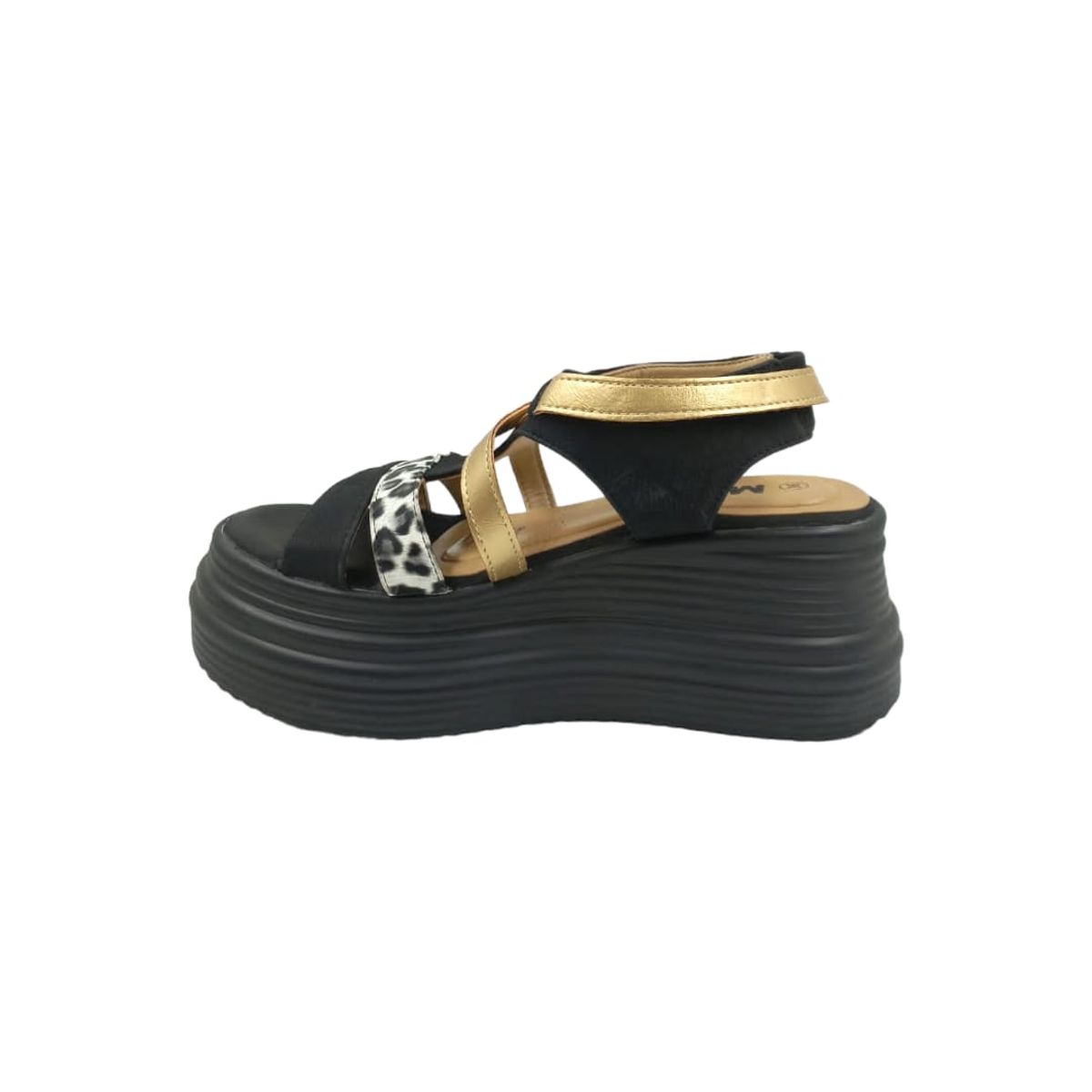 HERIEL - Sandalia Negra Print Plataforma