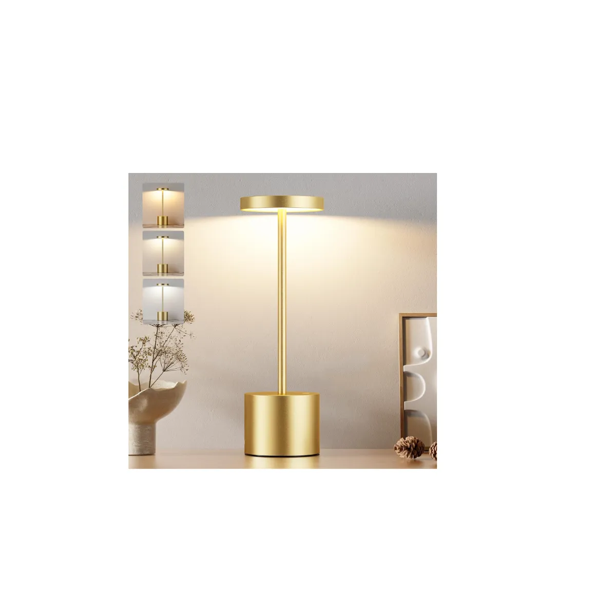 GENERICO - Lámpara De Mesa Recargable Lámpara Inalámbrica Lampara Led Dorado