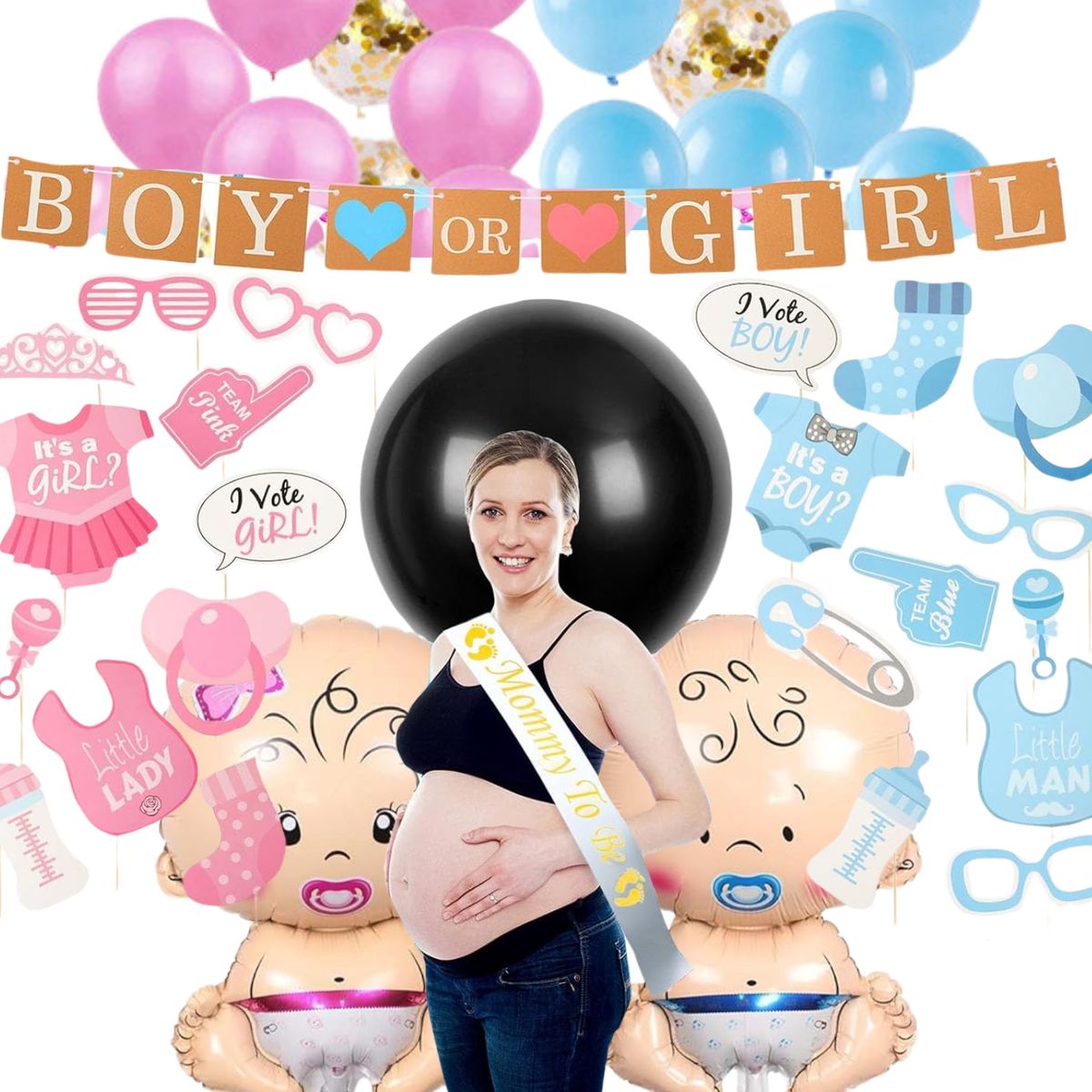 GENERICO - Set Decoración Globos Baby Shower Revelación De Genero Bebé