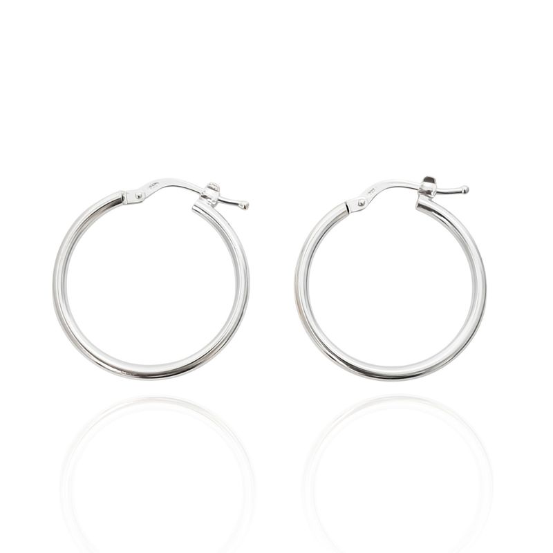 ANDREA COGGIOLA JOYAS - Aros Argolla Tubo Redondo 24mm Plata Fina 925
