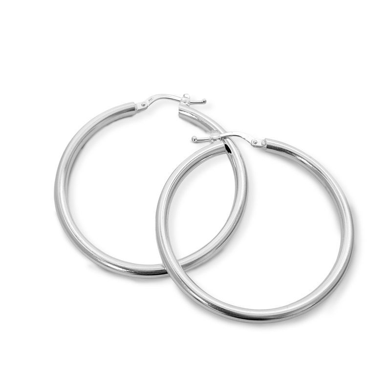 ANDREA COGGIOLA JOYAS - Aros Argollas Tubo Redondo 40mm Plata Fina 925