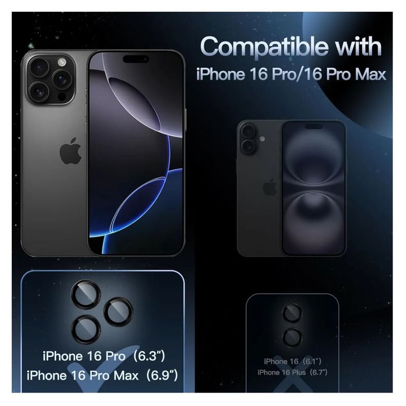 GENERICO - Vidrios Protectores Lentes Para iPhone 16 Pro / 16 Pro Max