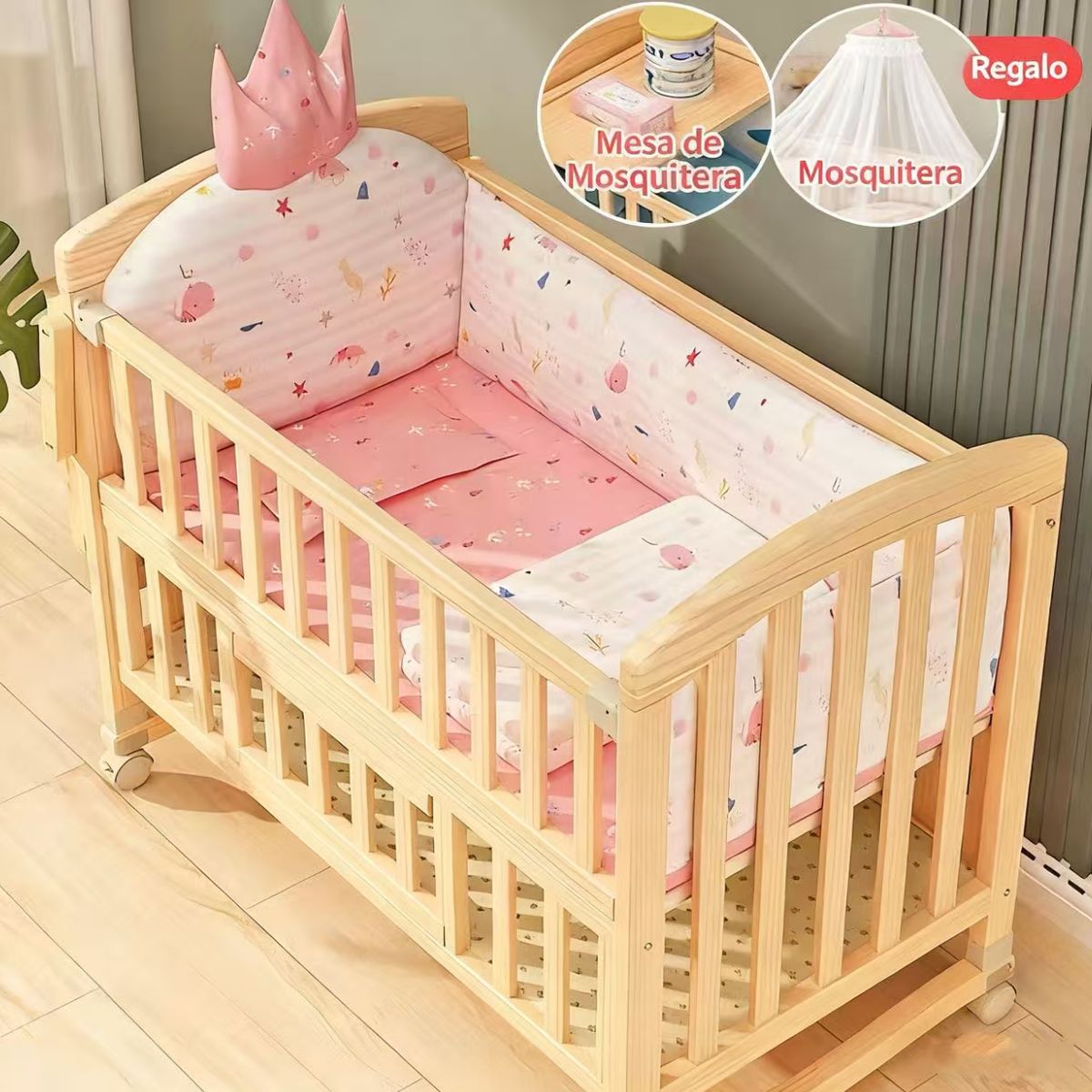 HOMER OUTDOOR - Cama Cuna Colecho Madera 12270100cm Con Colchón Homer