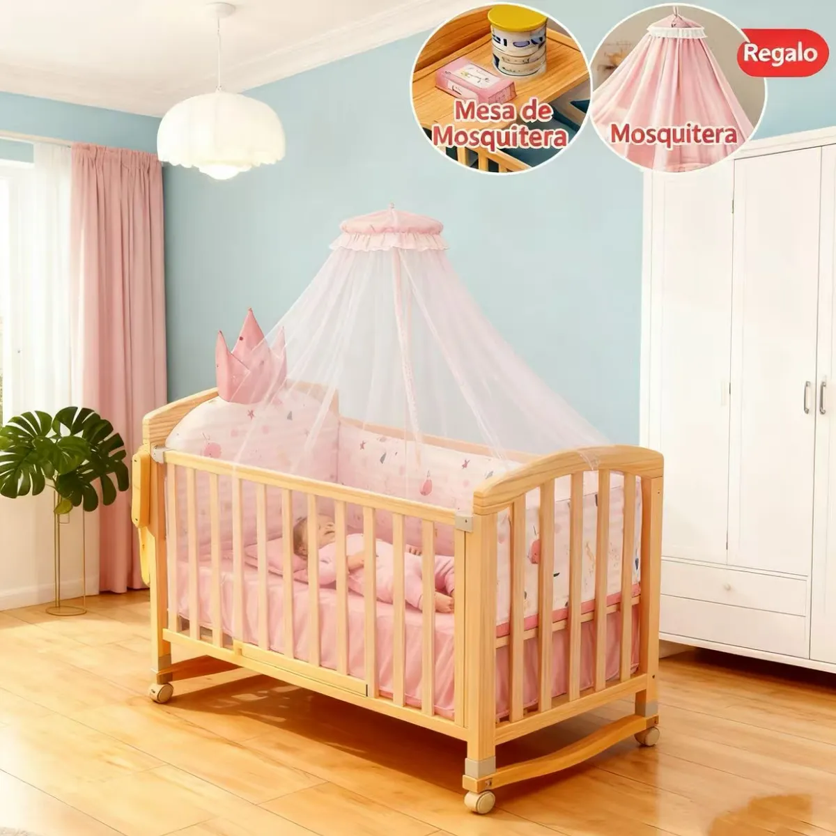 HOMER OUTDOOR - Cama Cuna Colecho Madera 12270100cm Con Colchón Homer