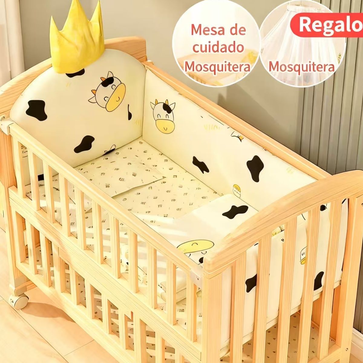 HOMER OUTDOOR - Cama Cuna Colecho Madera 122x70x100cm Con Colchón Homer