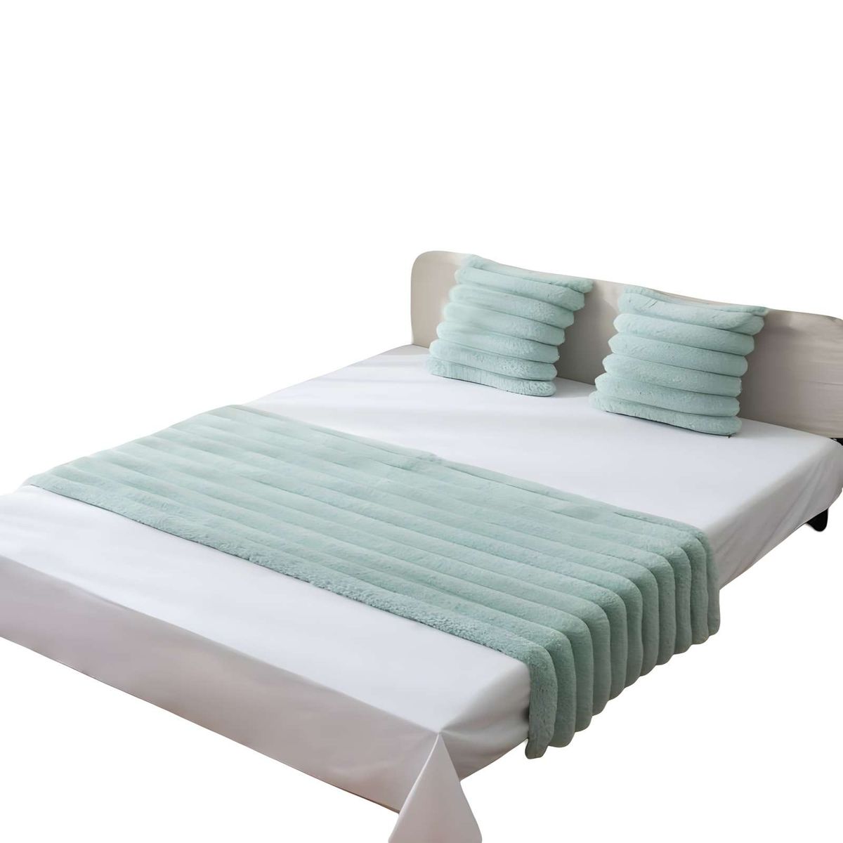 GENERICO - JUEGO DE PIECERA CON DOS FUNDAS DE COJIN MODELO LINEAL KING CELESTE