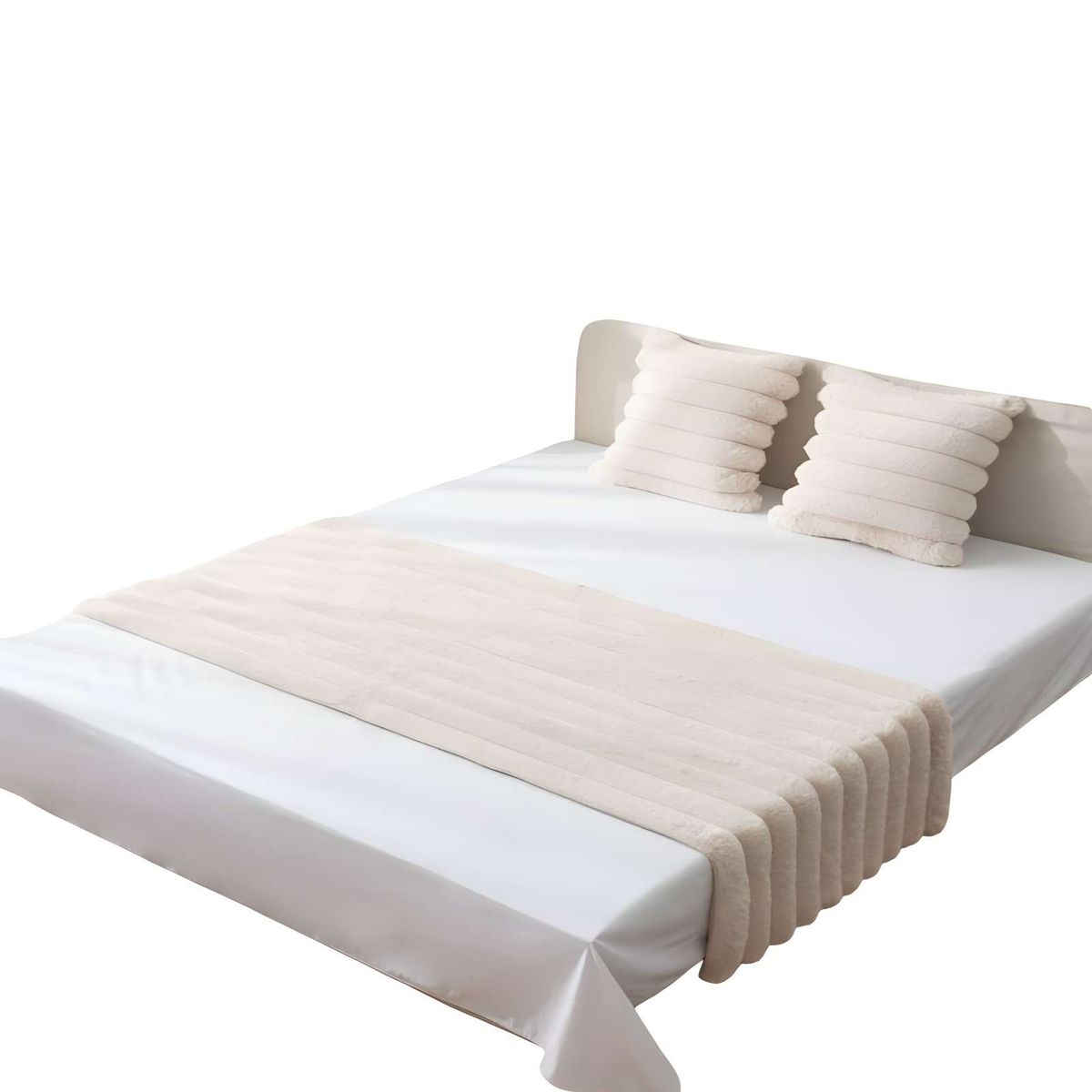 GENERICO - JUEGO DE PIECERA CON DOS FUNDAS DE COJIN MODELO LINEAL 2 PLAZAS BEIGE