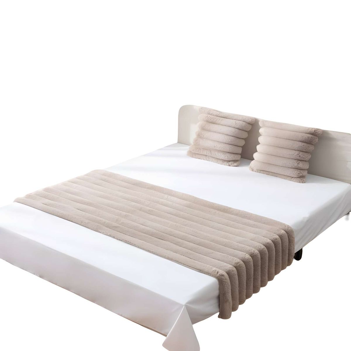 GENERICO - JUEGO DE PIECERA CON DOS FUNDAS DE COJIN MODELO LINEAL KING CAFÉ