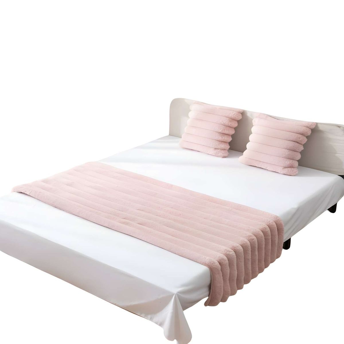 GENERICO - JUEGO DE PIECERA CON DOS FUNDAS DE COJIN MODELO LINEAL KING ROSA