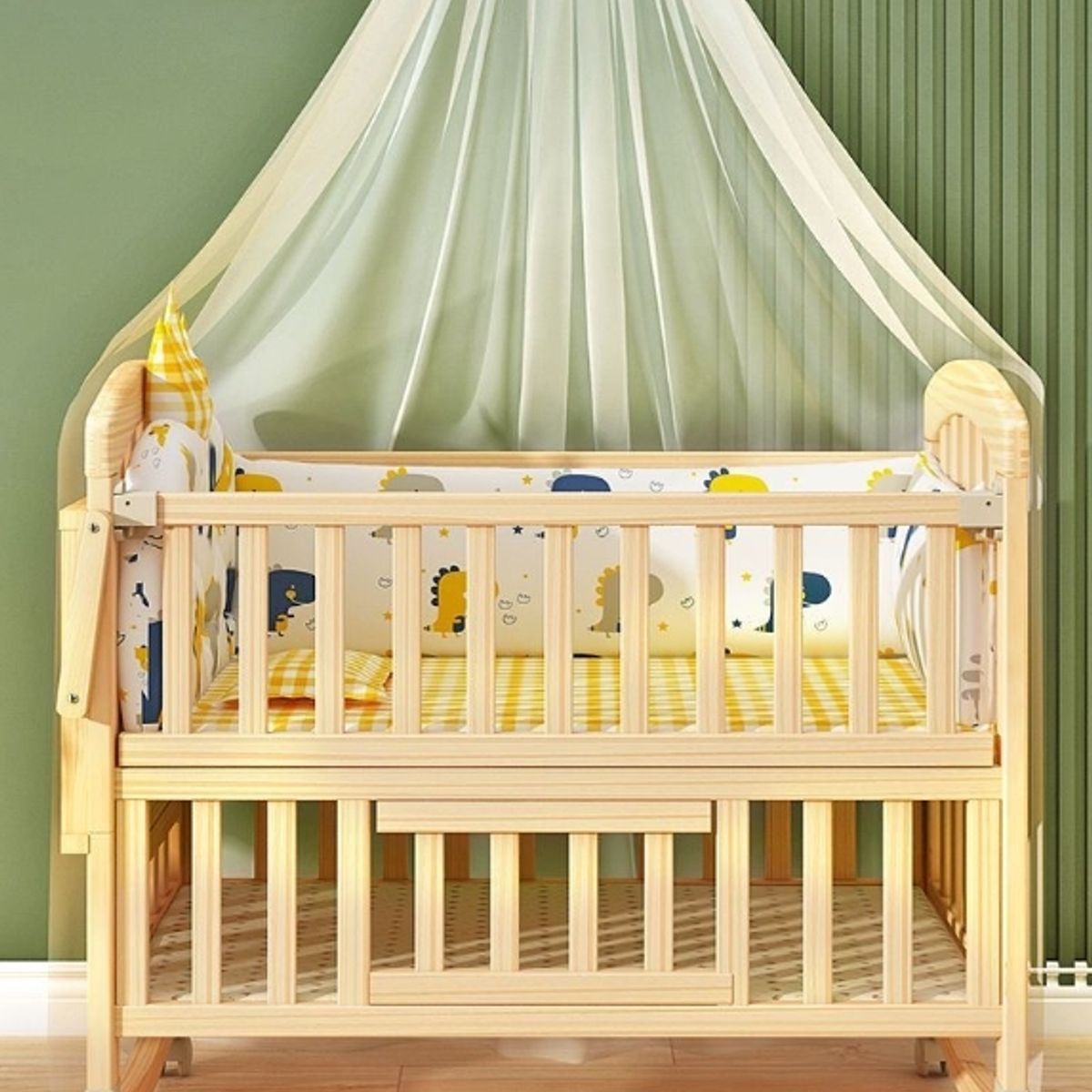 HOMER OUTDOOR - Cama Cuna Colecho Madera 122x70x100cm Con Colchón Homer