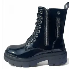 HERIEL - Botín Combat Negro para Mujer Charol 22-20A