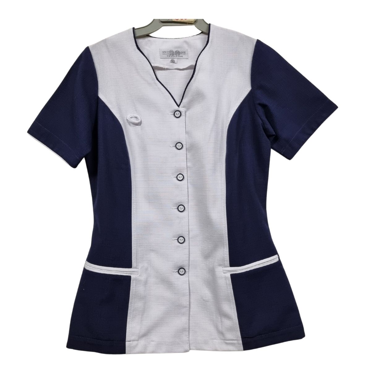 90 GRADOS - Chaquetilla Blanca con Laterales Azul Marino Para Mujer