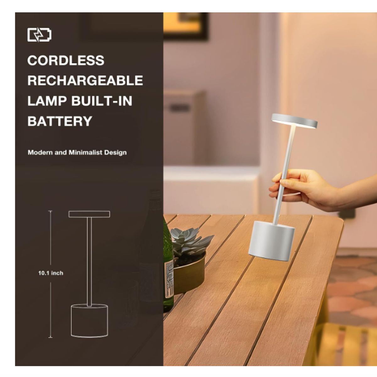 GENERICO - Lámpara De Mesa Recargable Lámpara Inalámbrica Lampara Led Gris