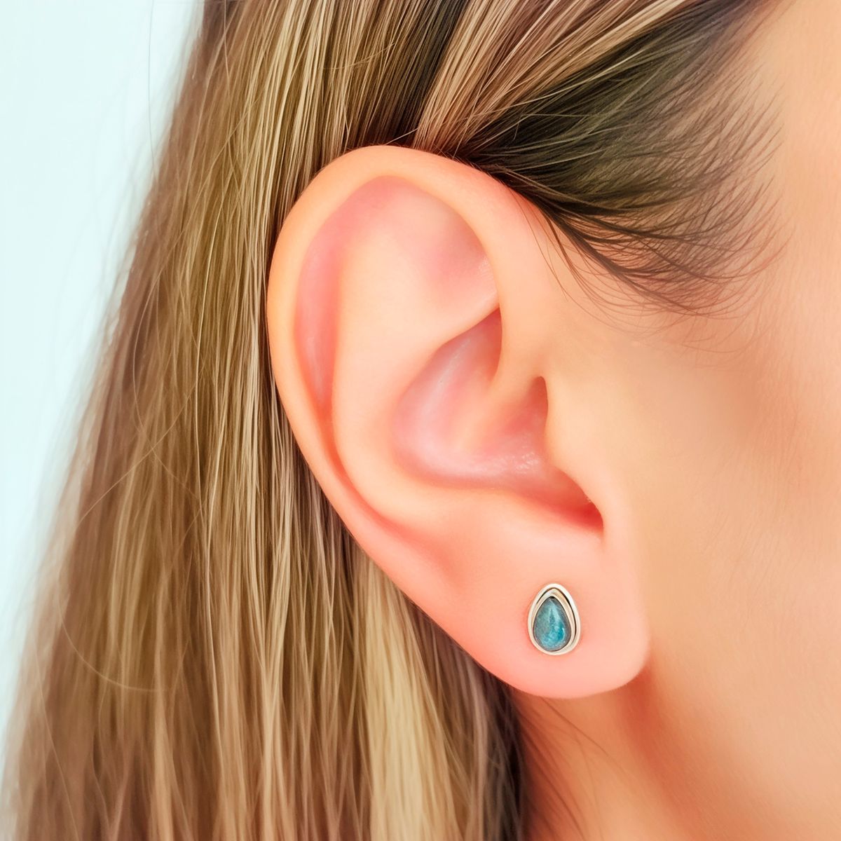 COGGIOLA - Aros Botón Gota Labradorita Plata Fina 925