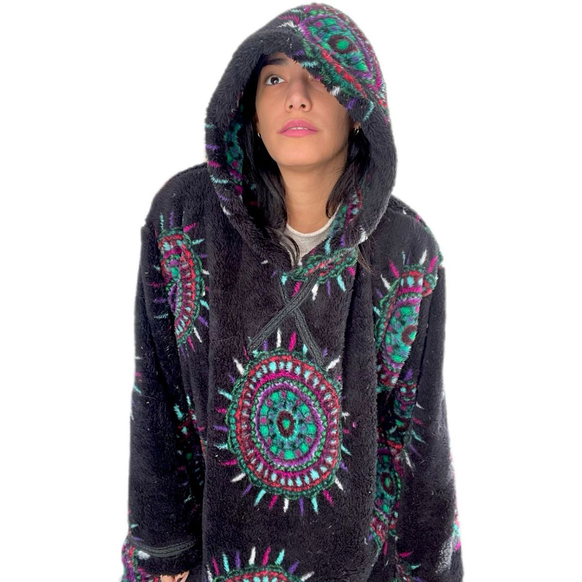 UNICO DISEÑO - Polerón Estampado Corderito polar con gorro invierno Oversize